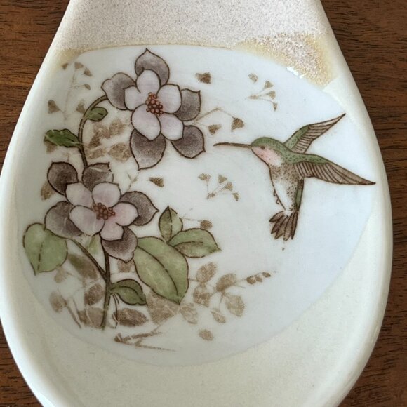 Vintage Otagiri Hummingbird Spoon Rest Hanging Stoneware Kitchen Decor Japan - Picture 4 of 9